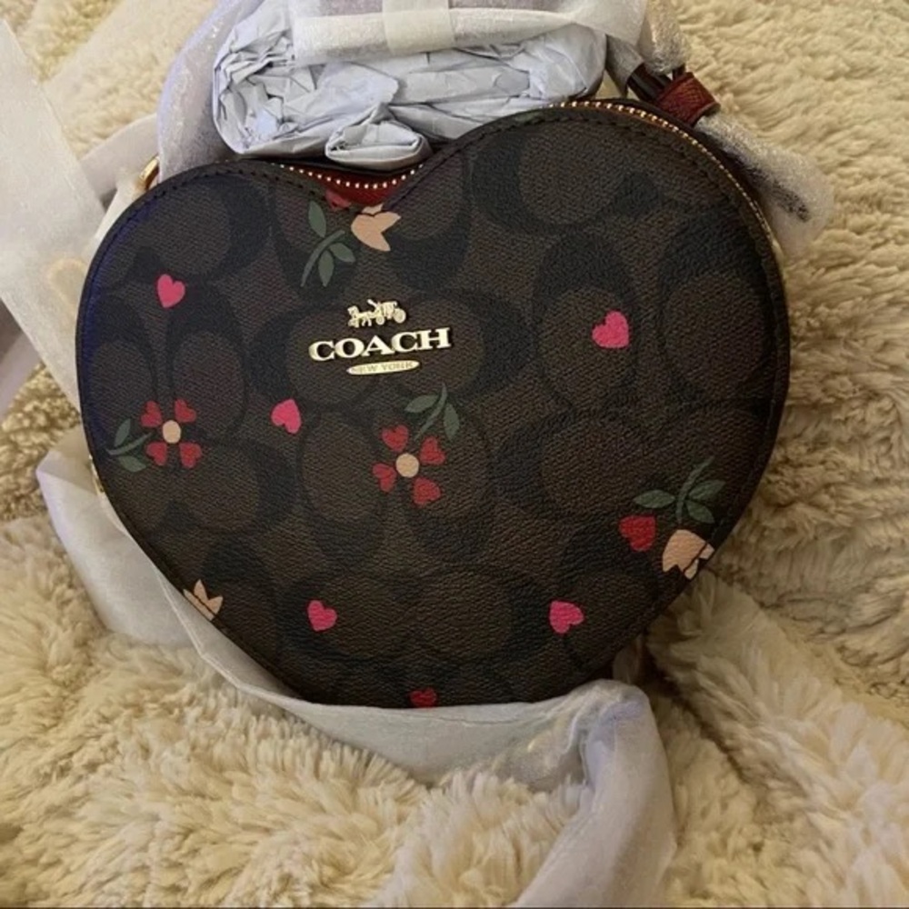Coach Heart-Shaped Black and Pink Bag - Picture 5 of 9